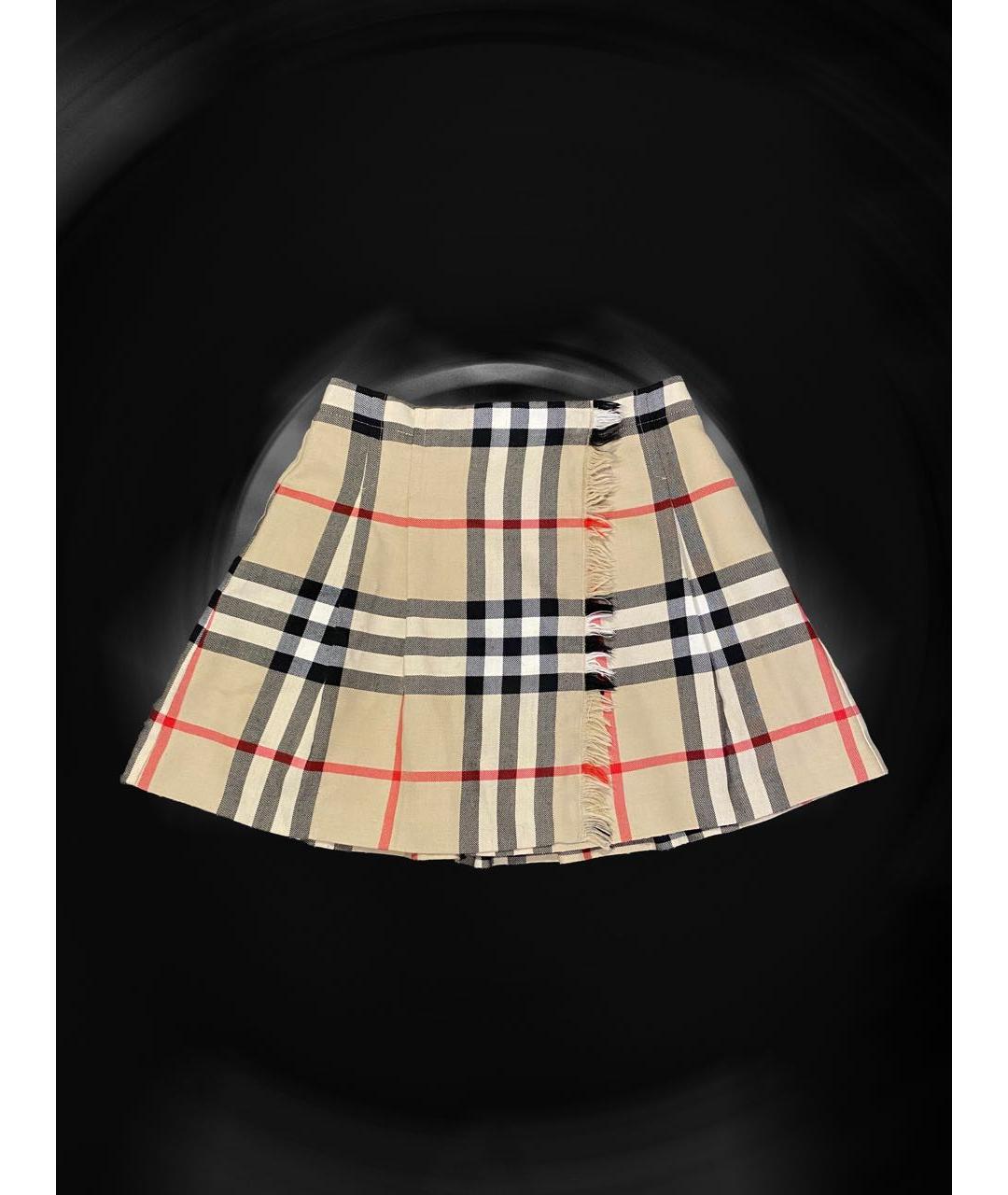 BURBERRY Бежевая шерстяная юбка мини, фото 9