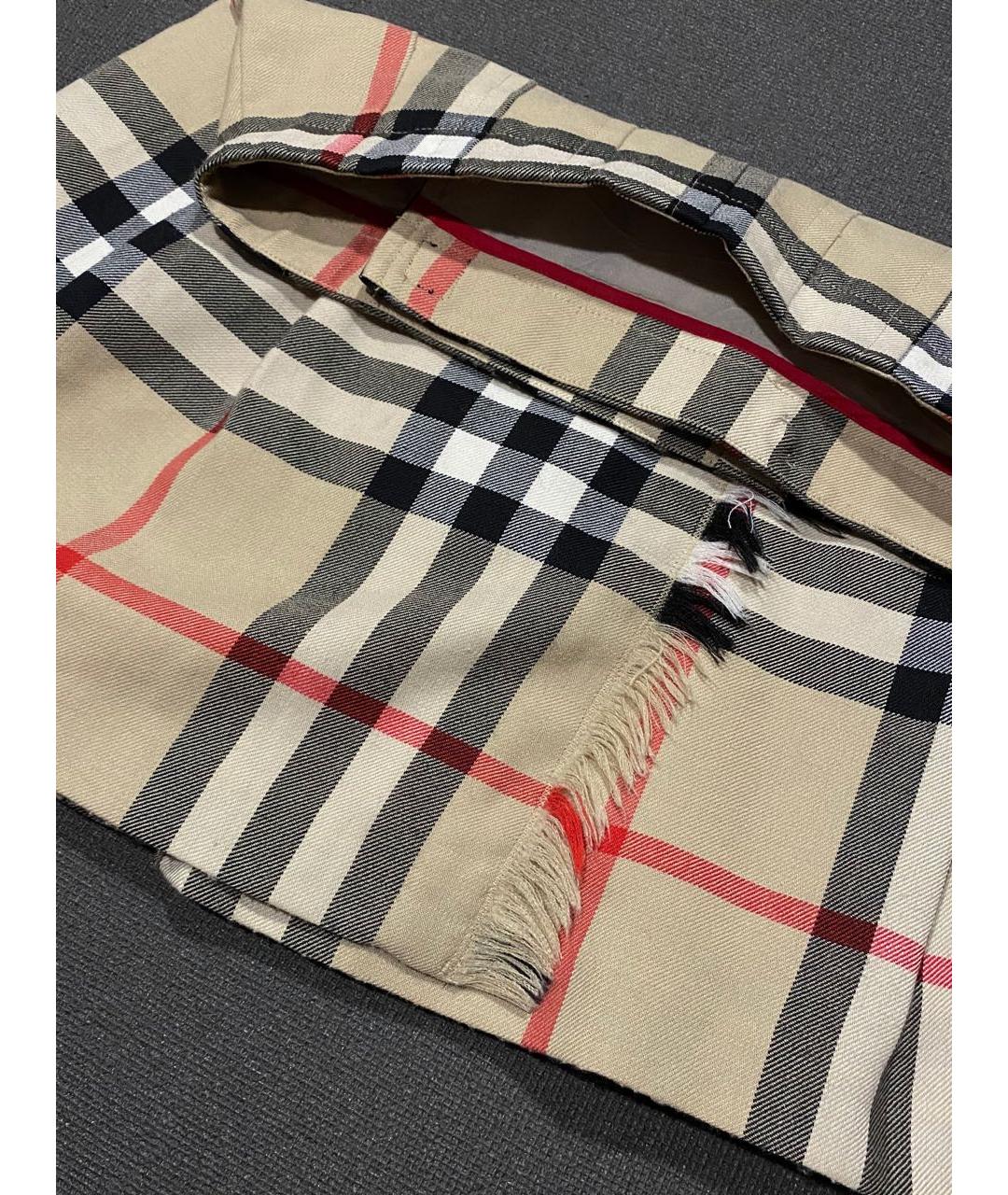 BURBERRY Бежевая шерстяная юбка мини, фото 6