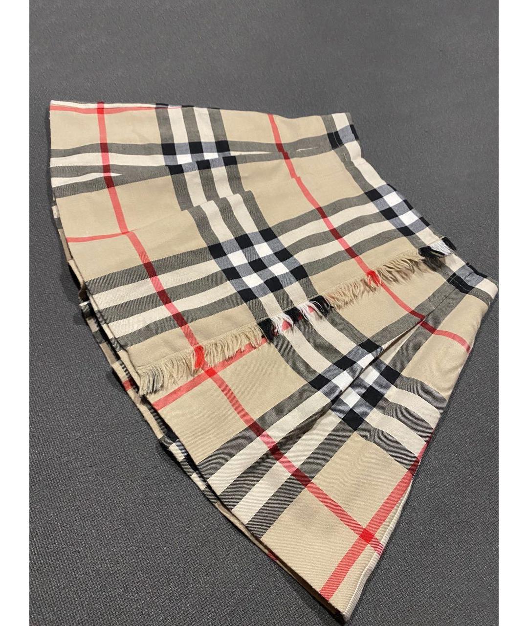 BURBERRY Бежевая шерстяная юбка мини, фото 4