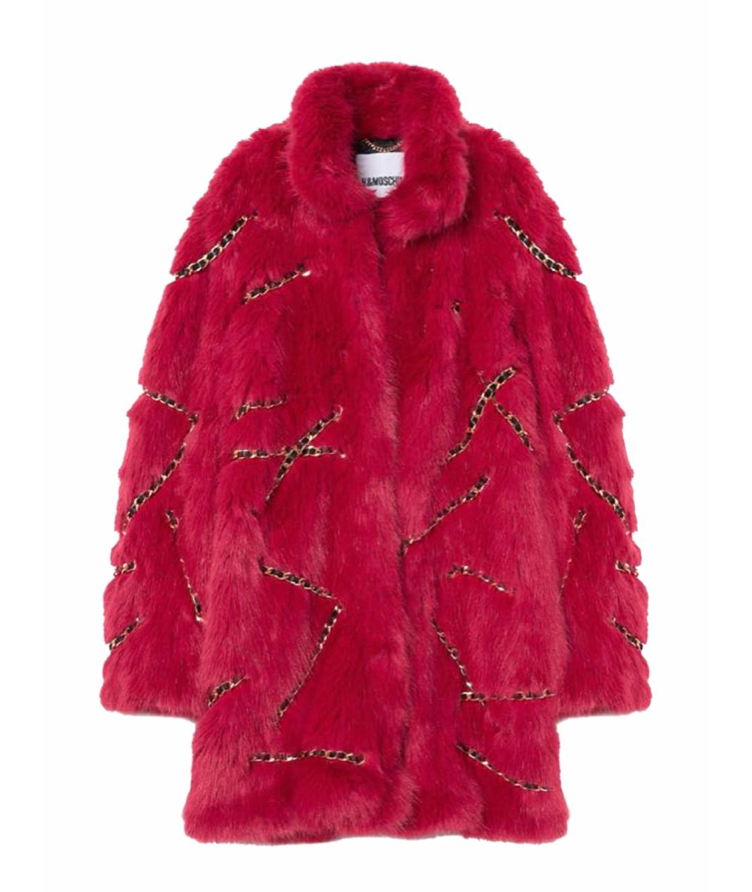 MOSCHINO Бордовая меховая шуба, фото 1