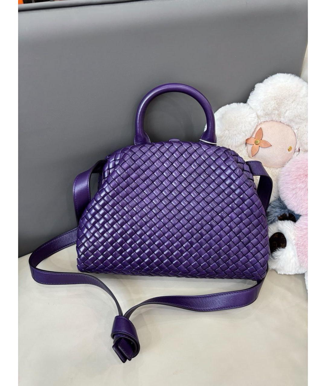 BOTTEGA VENETA Фиолетовая кожаная сумка тоут, фото 7