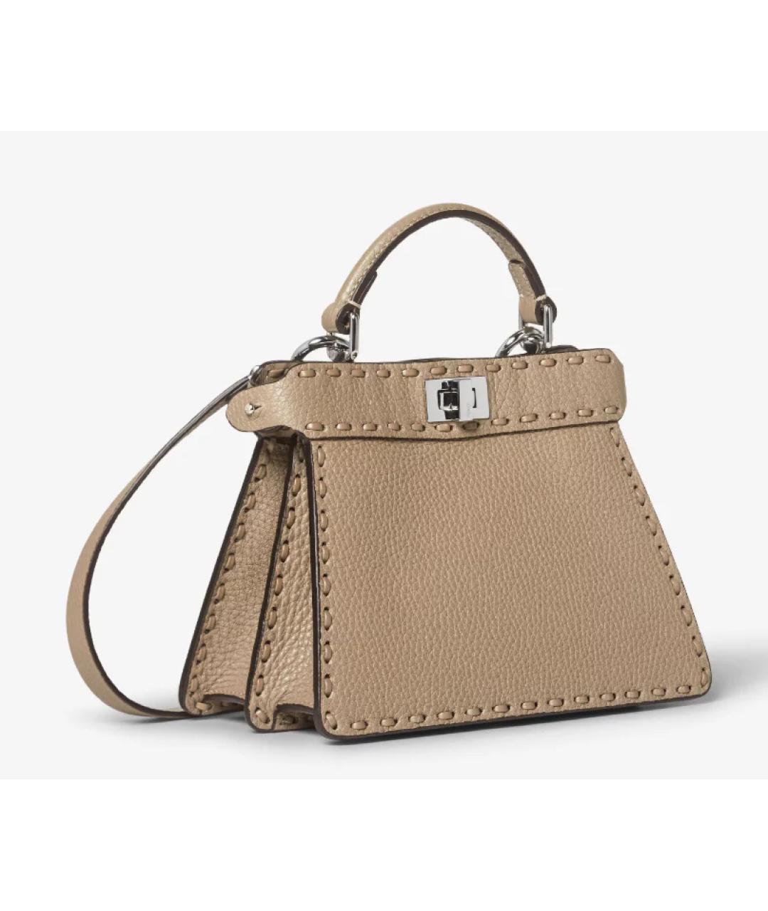 FENDI Коричневая кожаная сумка с короткими ручками, фото 2