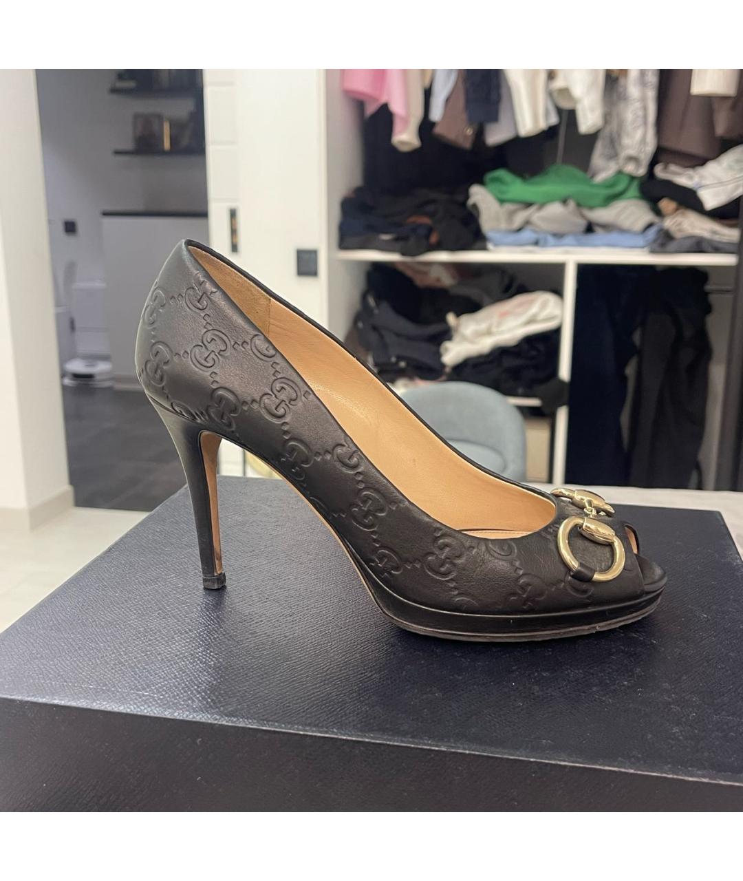 GUCCI Черные кожаные туфли, фото 5