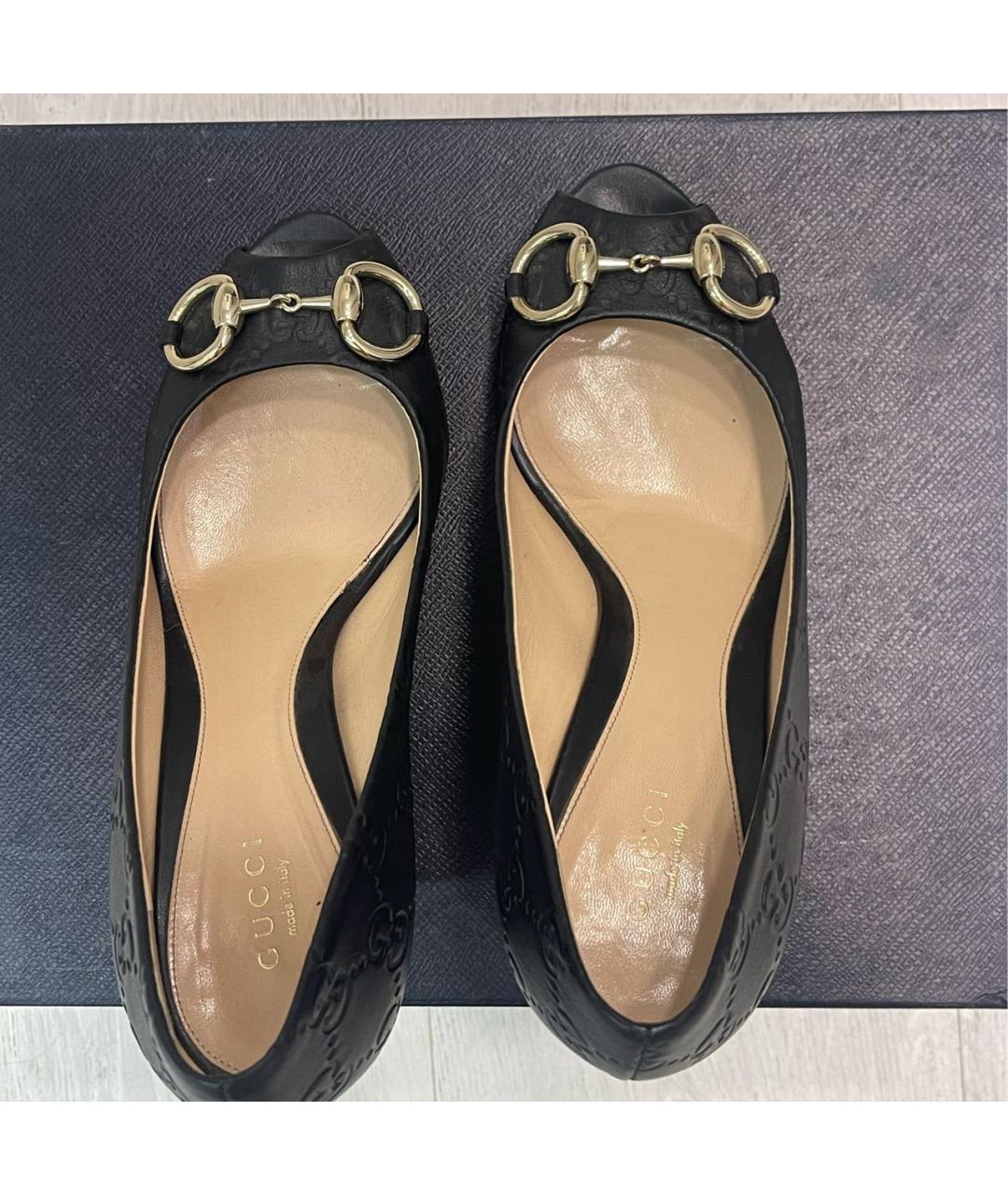 GUCCI Черные кожаные туфли, фото 3