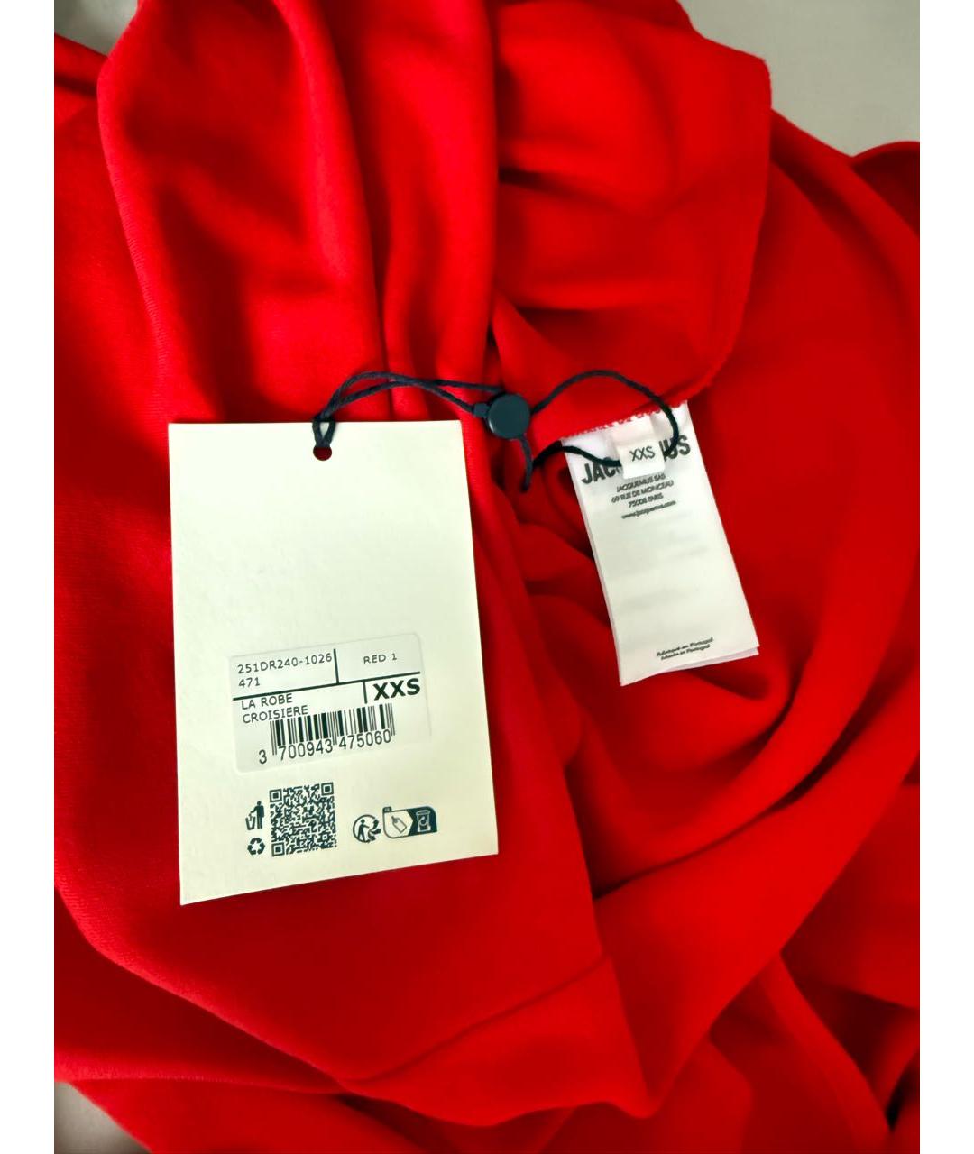 JACQUEMUS Красное вискозное коктейльное платье, фото 5