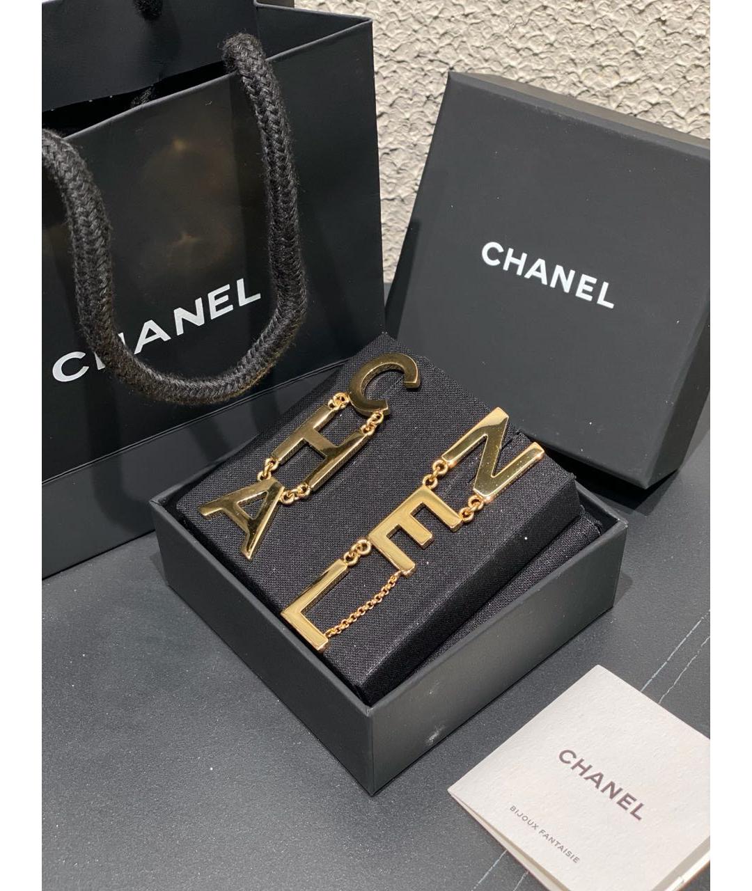CHANEL Золотые металлические серьги, фото 3