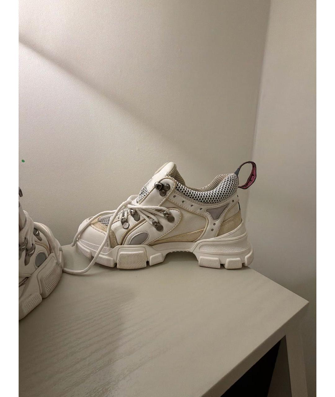 GUCCI Бежевые кожаные кроссовки, фото 6