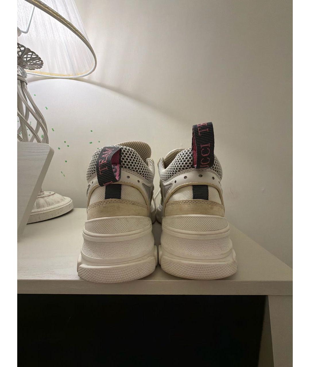 GUCCI Бежевые кожаные кроссовки, фото 5