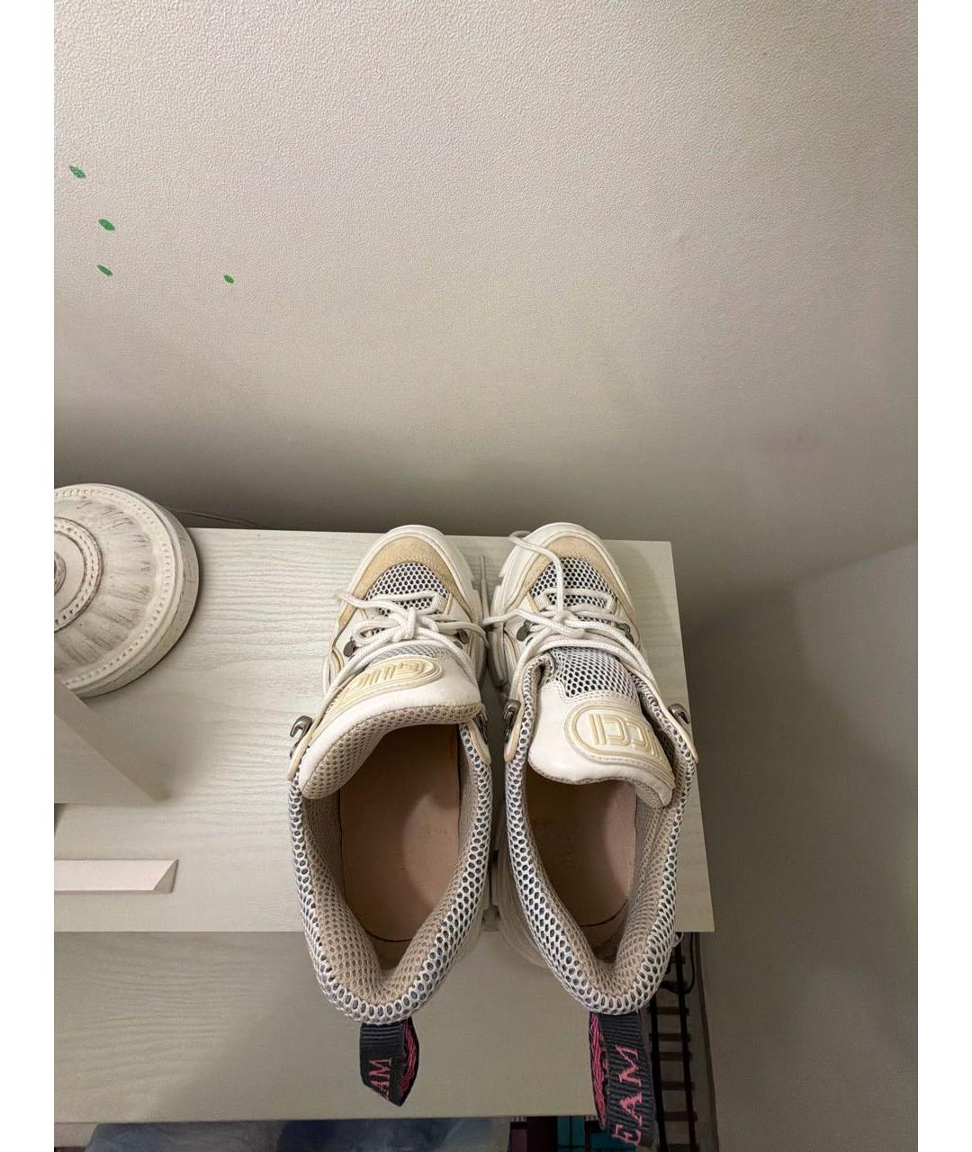 GUCCI Бежевые кожаные кроссовки, фото 4
