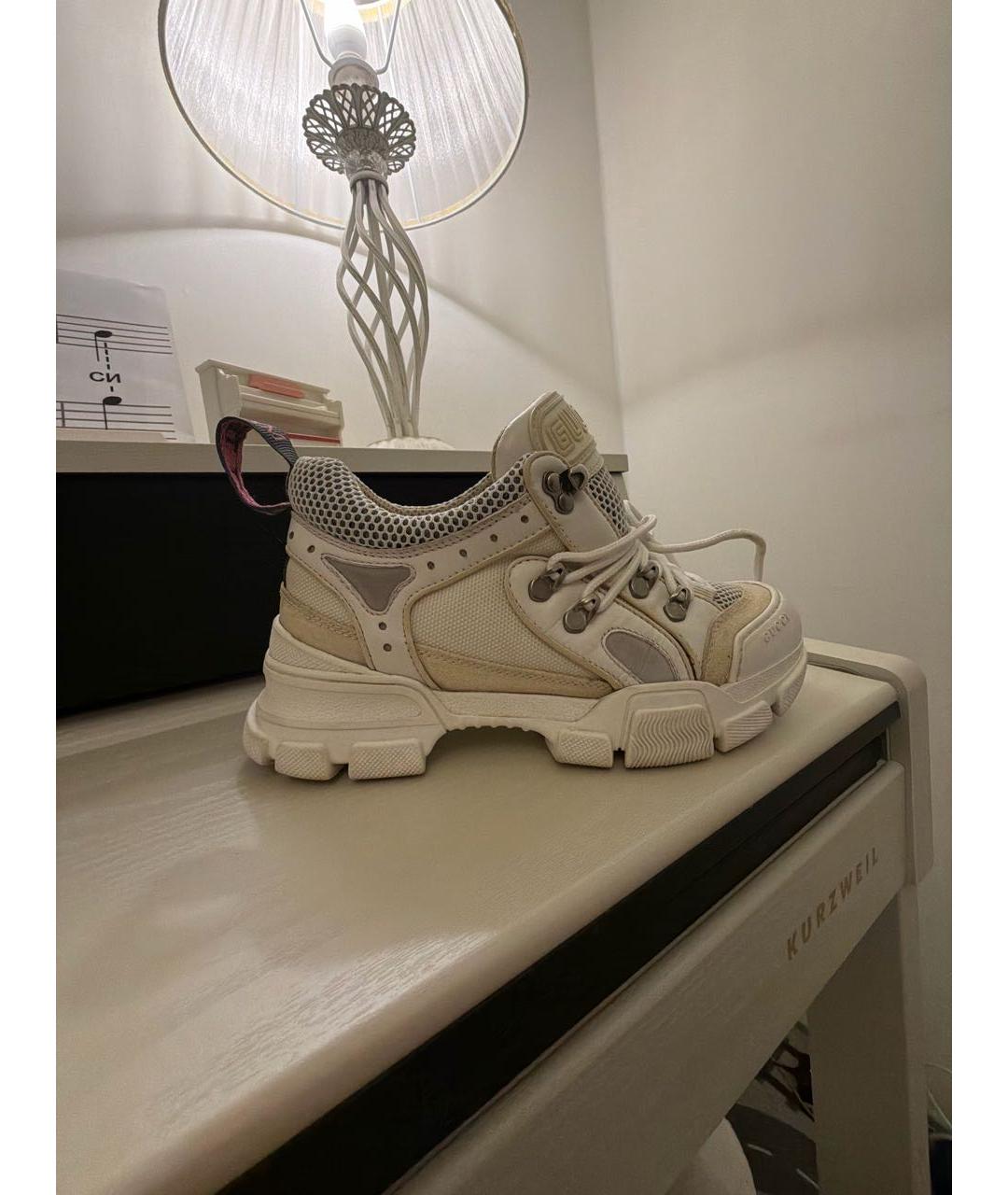 GUCCI Бежевые кожаные кроссовки, фото 2