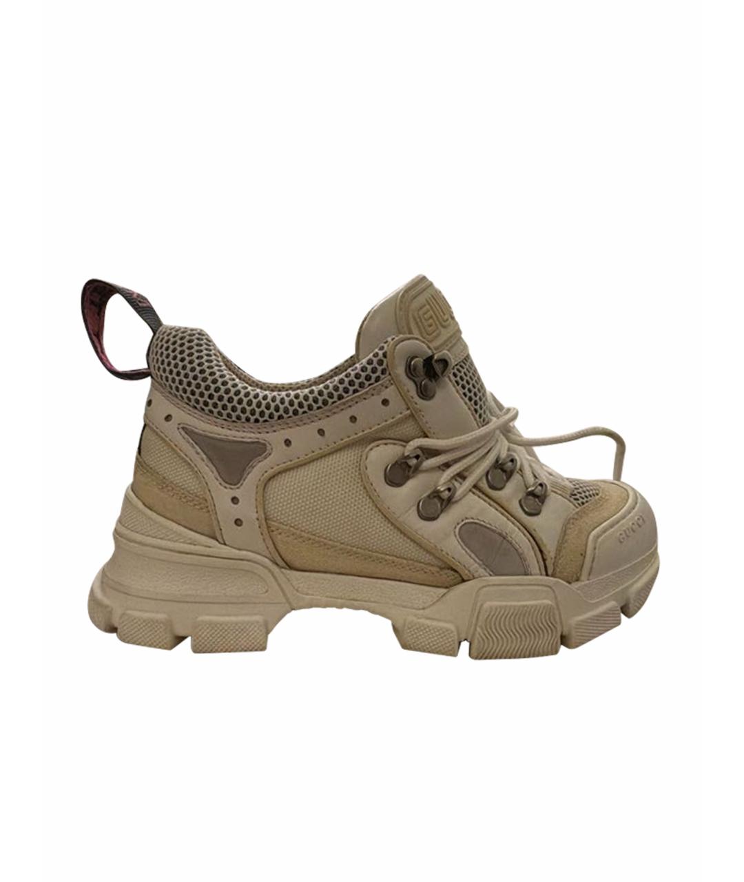 GUCCI Бежевые кожаные кроссовки, фото 1