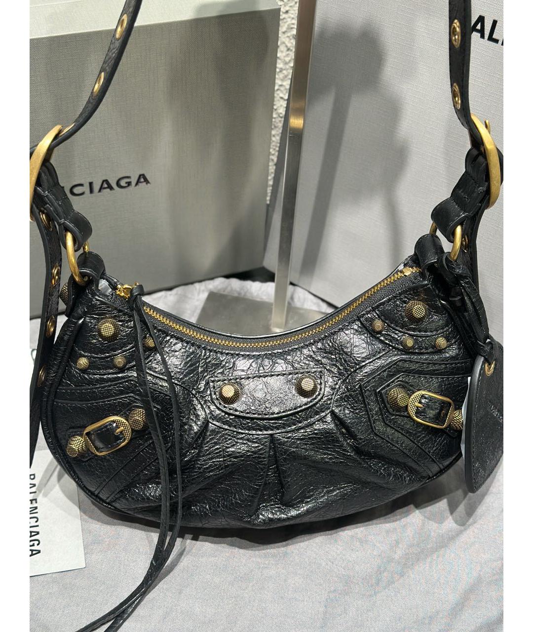 BALENCIAGA Черная кожаная сумка через плечо, фото 2