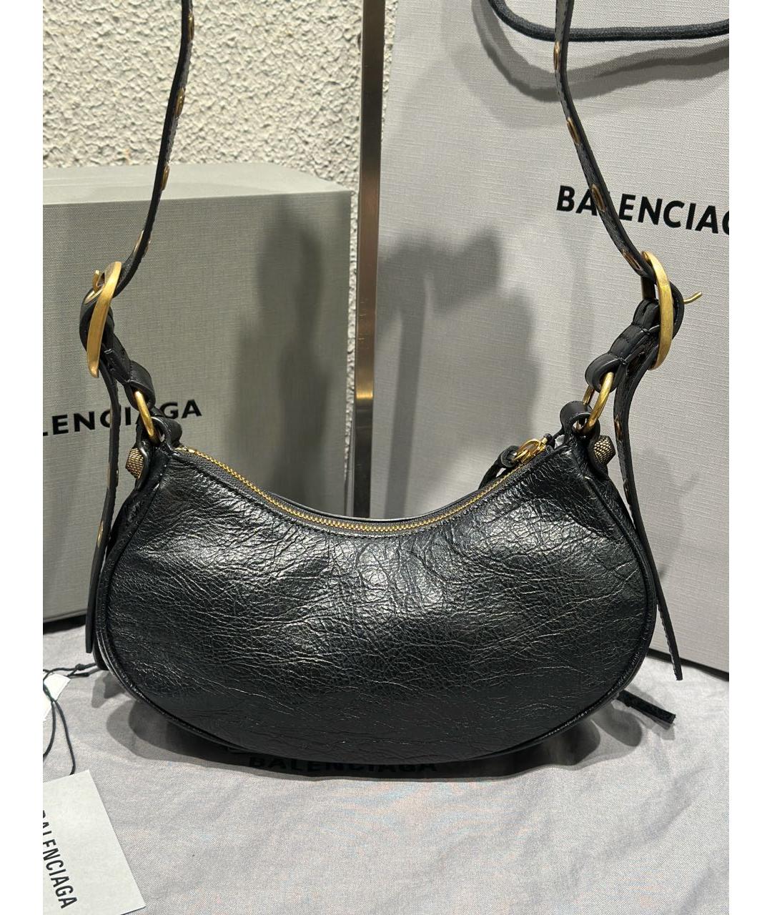 BALENCIAGA Черная кожаная сумка через плечо, фото 4