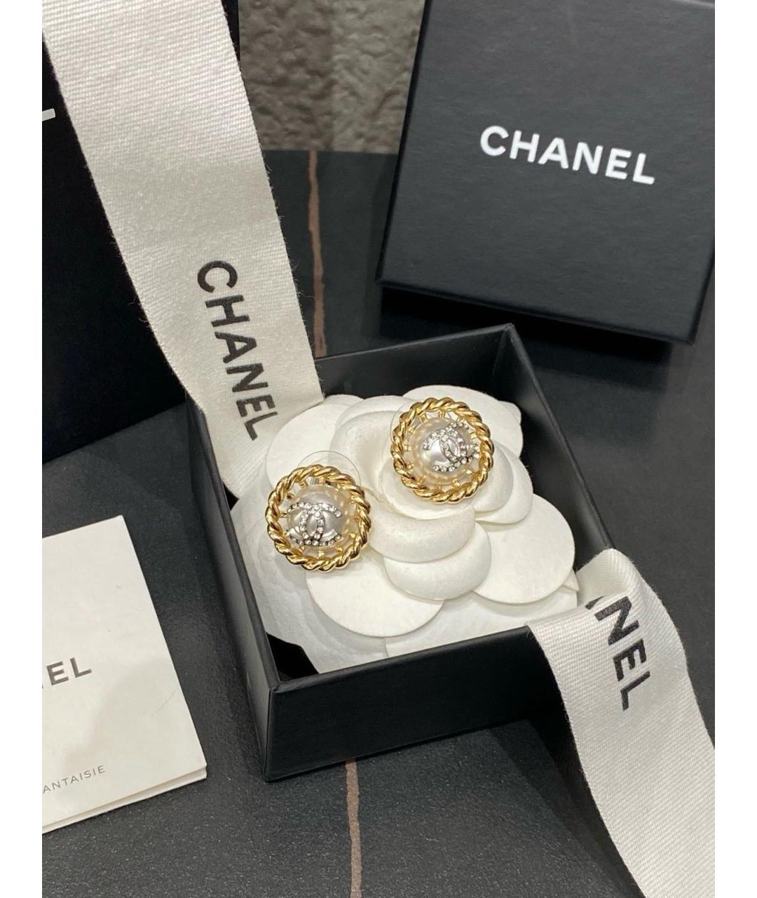 CHANEL Золотые металлические серьги, фото 4