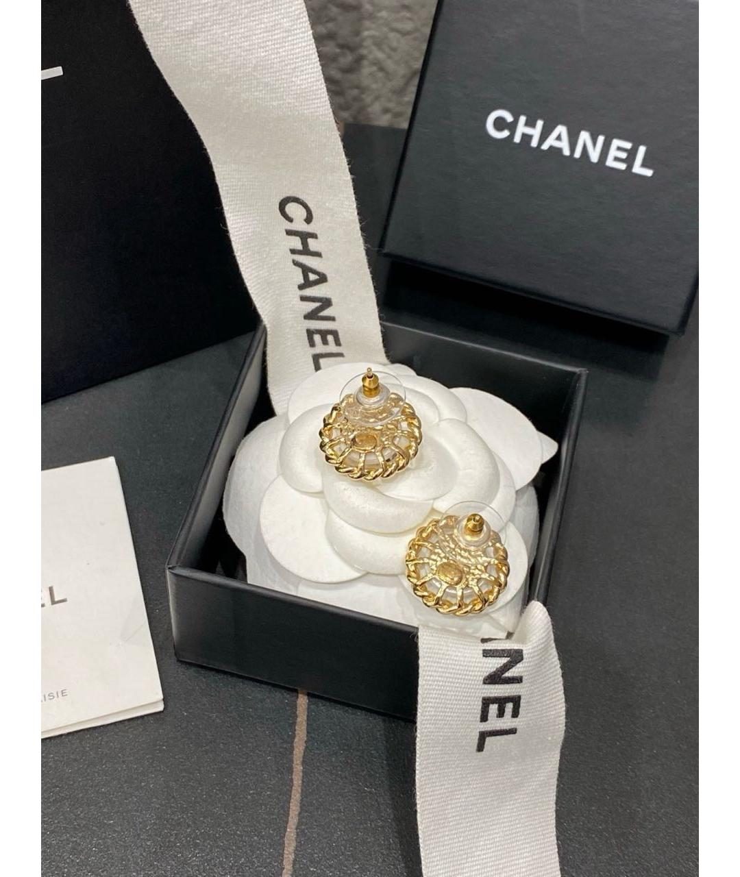 CHANEL Золотые металлические серьги, фото 5