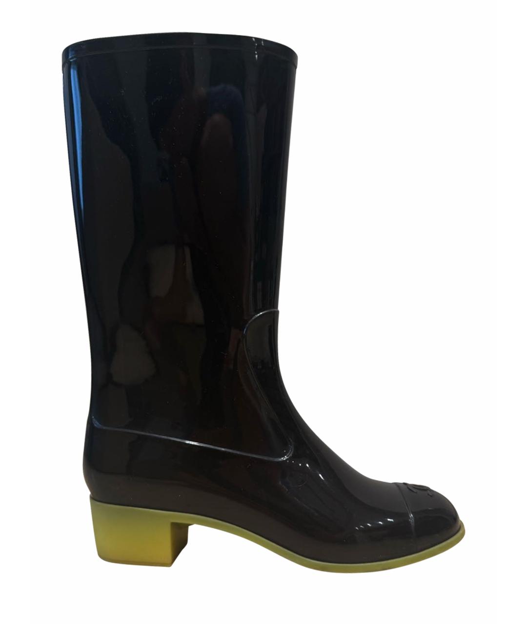 CHANEL Черные резиновые сапоги, фото 8