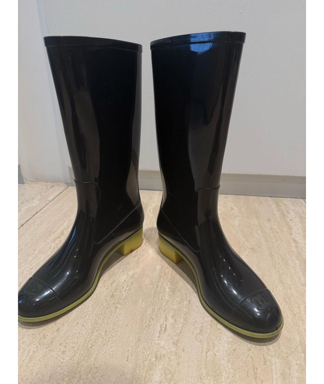 CHANEL Черные резиновые сапоги, фото 5