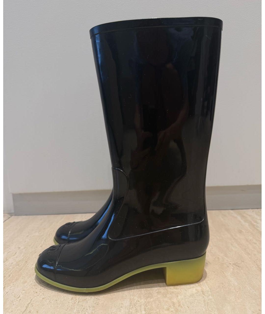 CHANEL Черные резиновые сапоги, фото 2