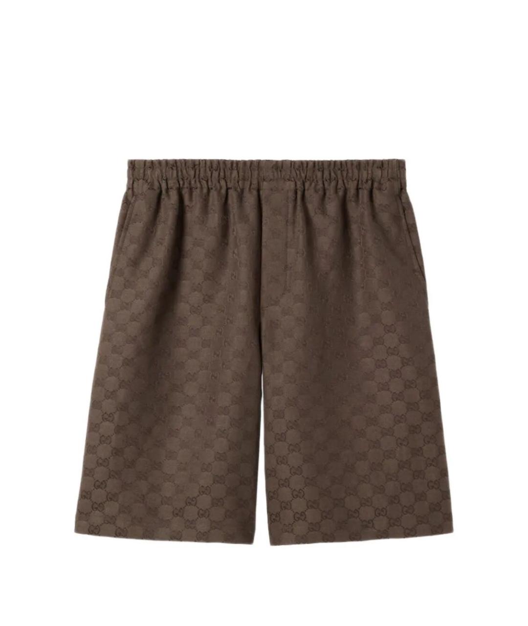GUCCI Коричневые льняные шорты, фото 1