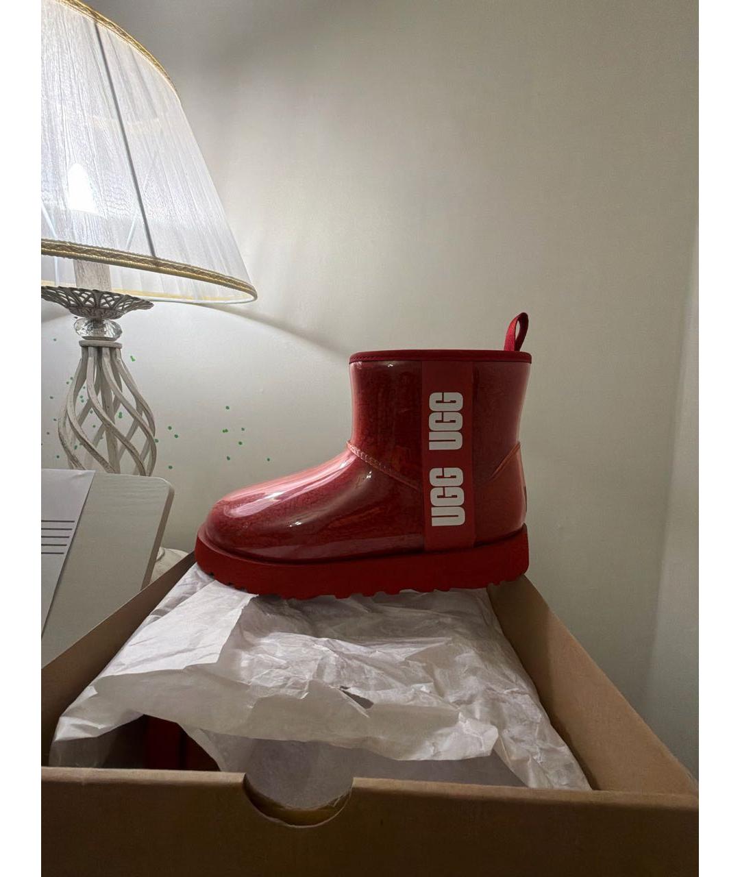 UGG AUSTRALIA Красные резиновые полусапоги, фото 6