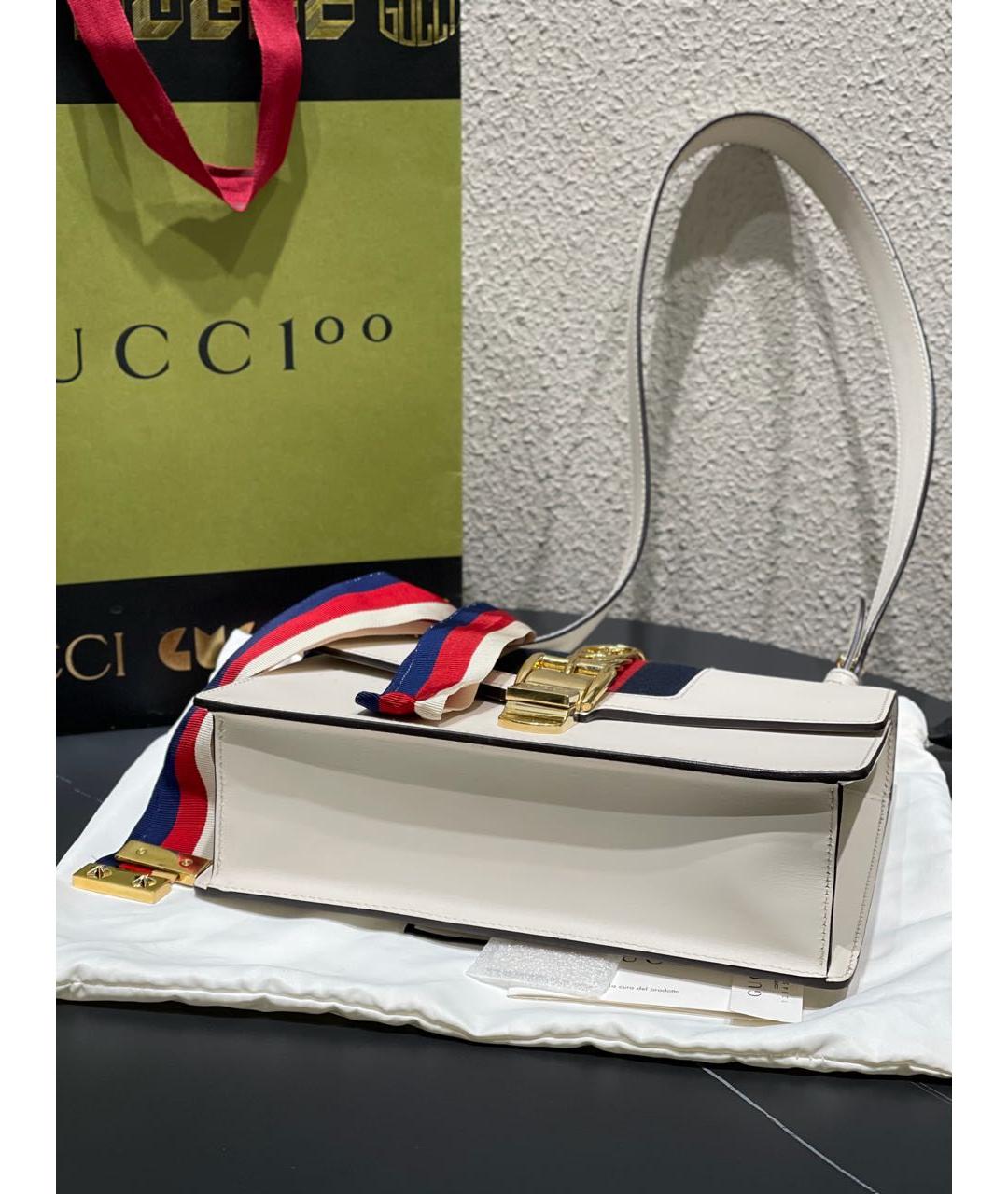 GUCCI Белая кожаная сумка через плечо, фото 5