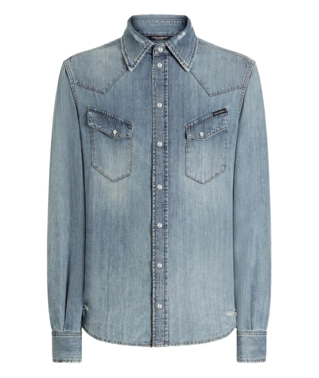 DOLCE&GABBANA Голубая хлопковая кэжуал рубашка, фото 1