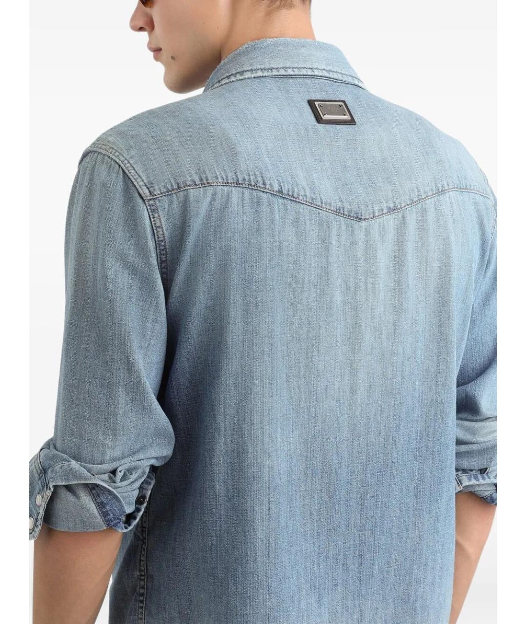 DOLCE&GABBANA Голубая хлопковая кэжуал рубашка, фото 3