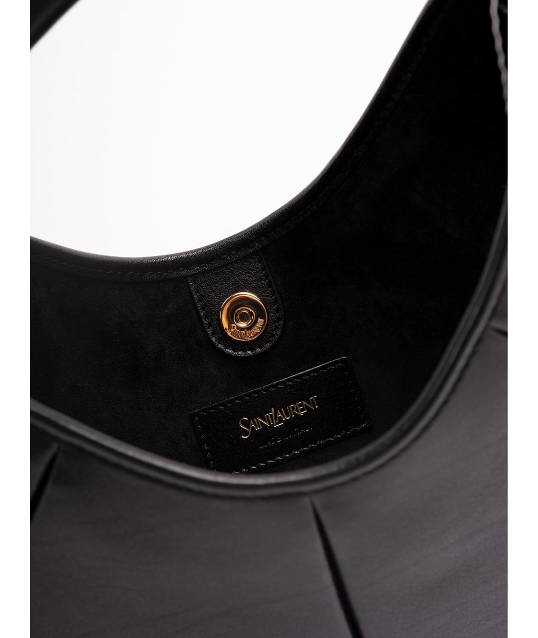 SAINT LAURENT Черная кожаная сумка с короткими ручками, фото 4