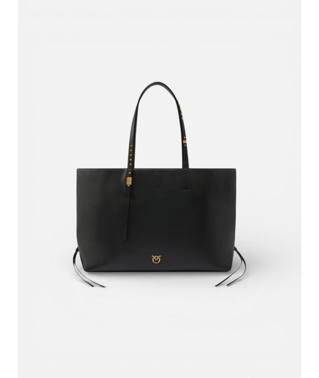 PINKO Черная кожаная сумка тоут, фото 5