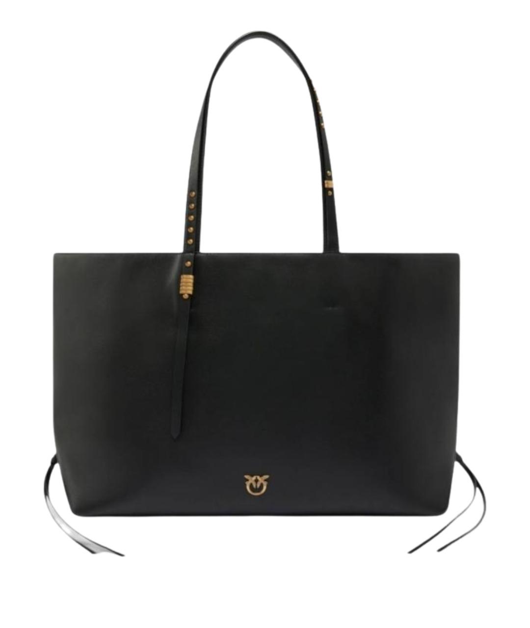 PINKO Черная кожаная сумка тоут, фото 1