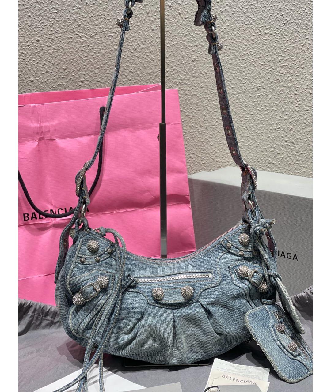 BALENCIAGA Голубая деним сумка через плечо, фото 2