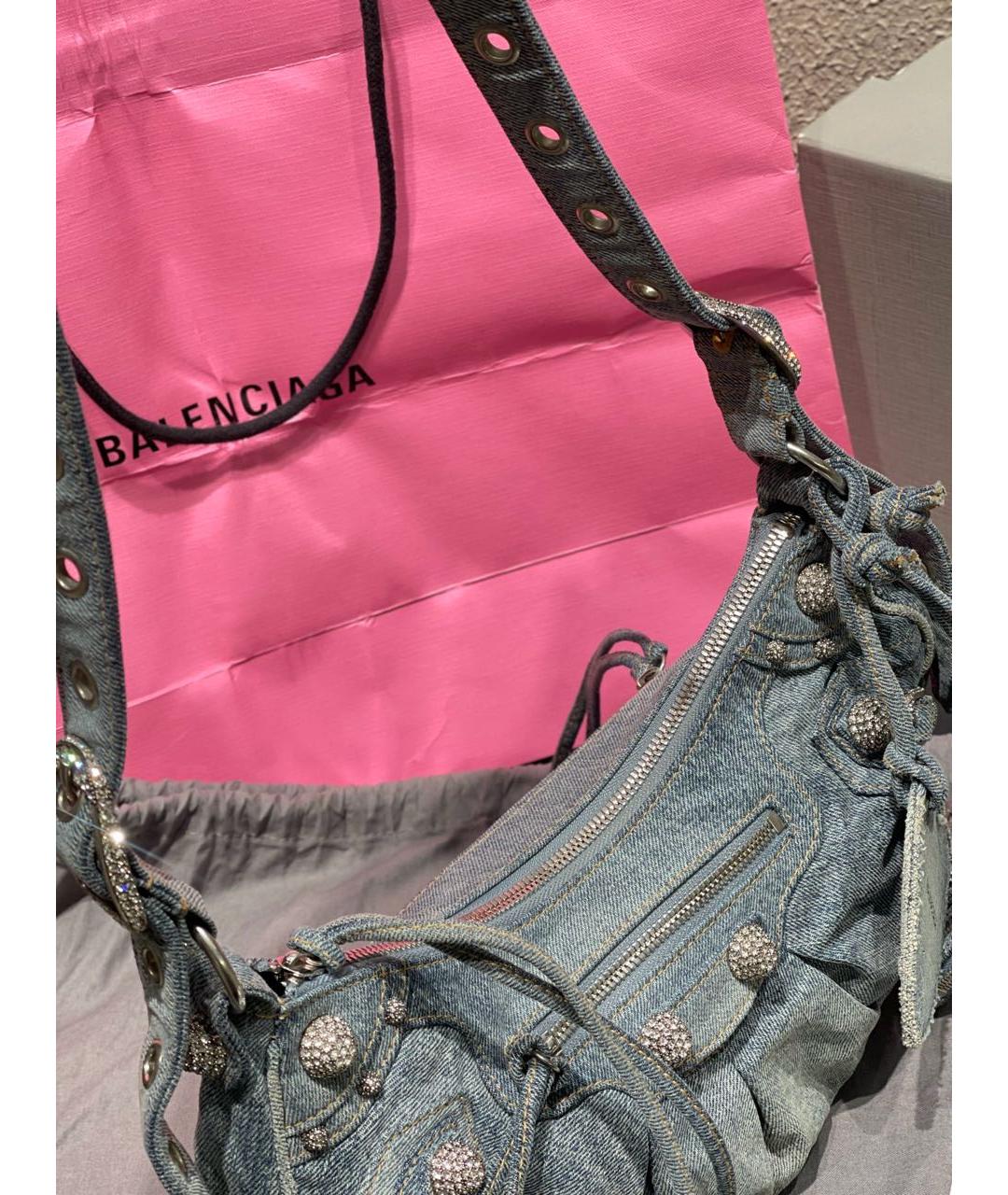 BALENCIAGA Голубая деним сумка через плечо, фото 5