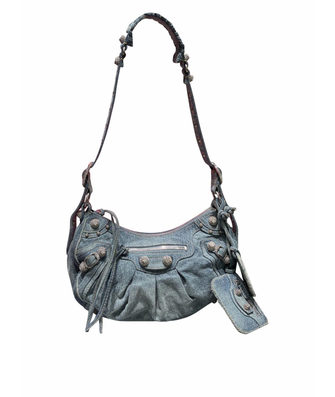 BALENCIAGA Голубая деним сумка через плечо, фото 1