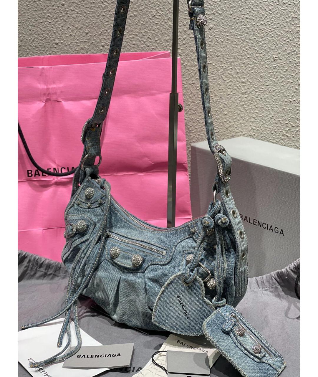 BALENCIAGA Голубая деним сумка через плечо, фото 3