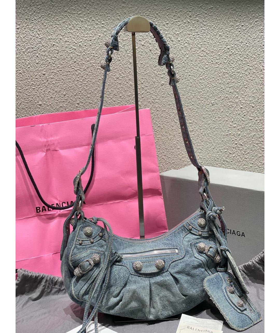 BALENCIAGA Голубая деним сумка через плечо, фото 8