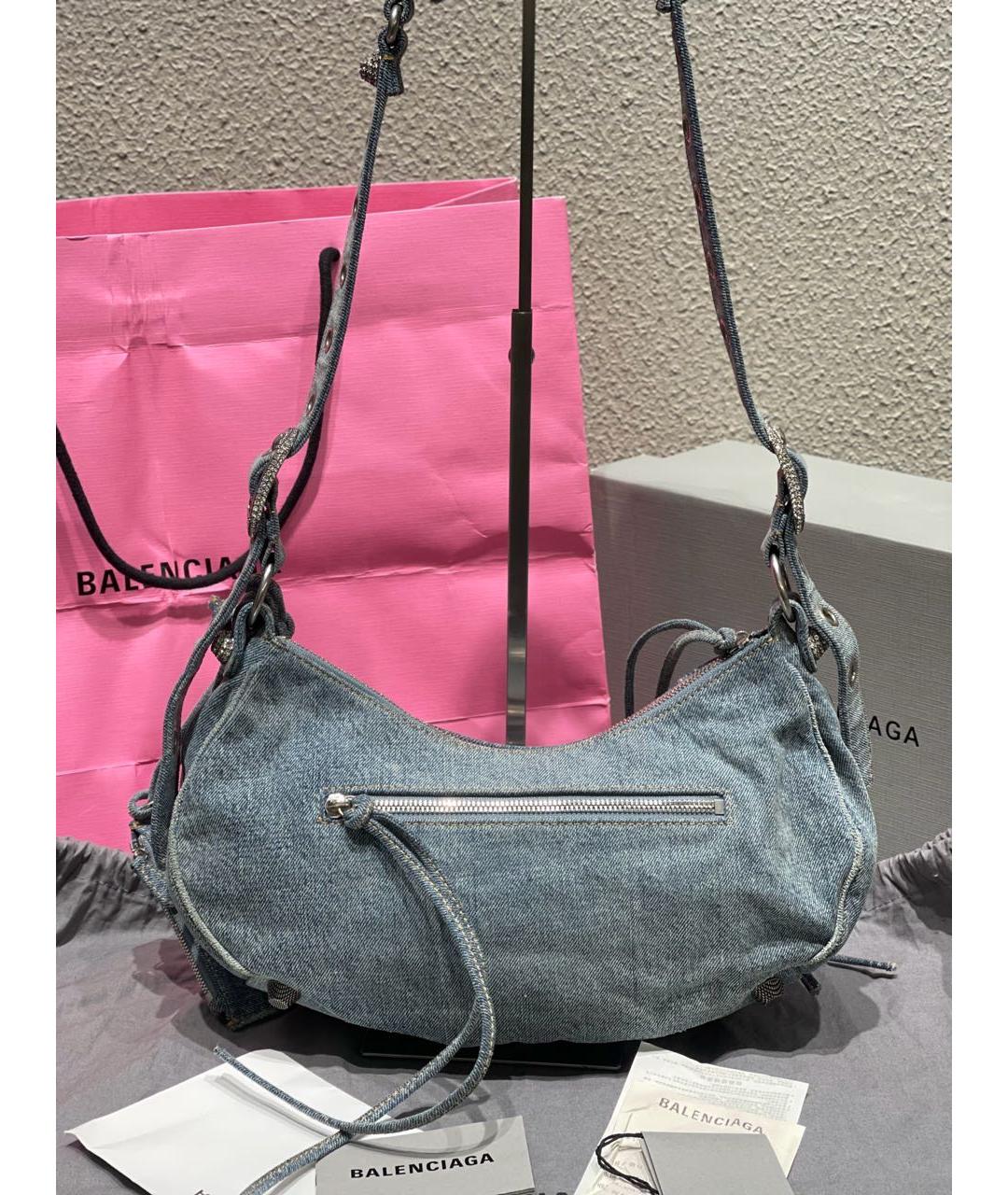 BALENCIAGA Голубая деним сумка через плечо, фото 4