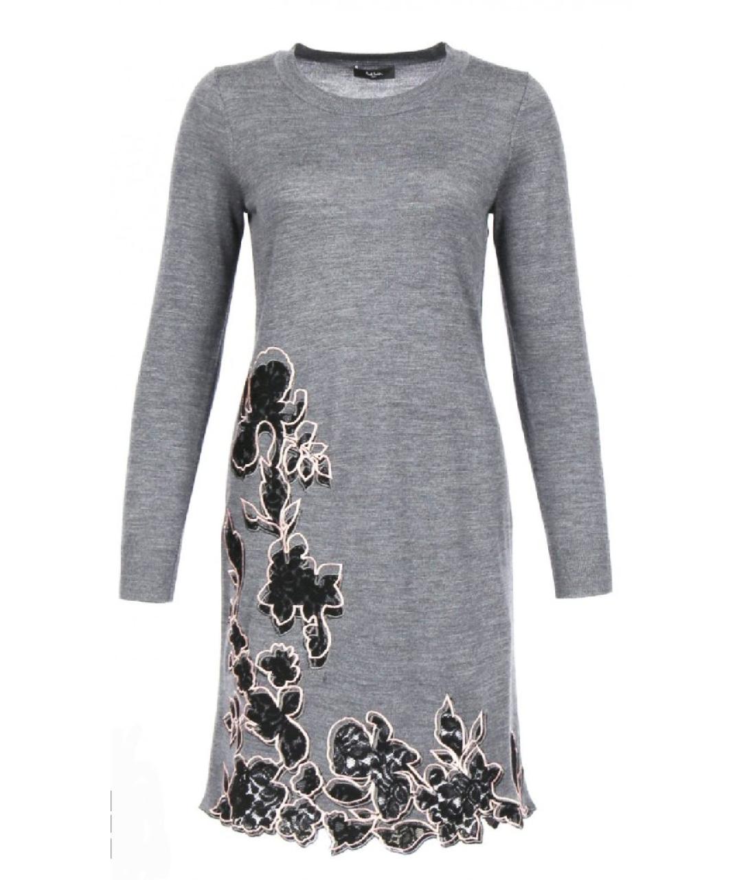 PAUL SMITH Серое шерстяное повседневное платье, фото 9