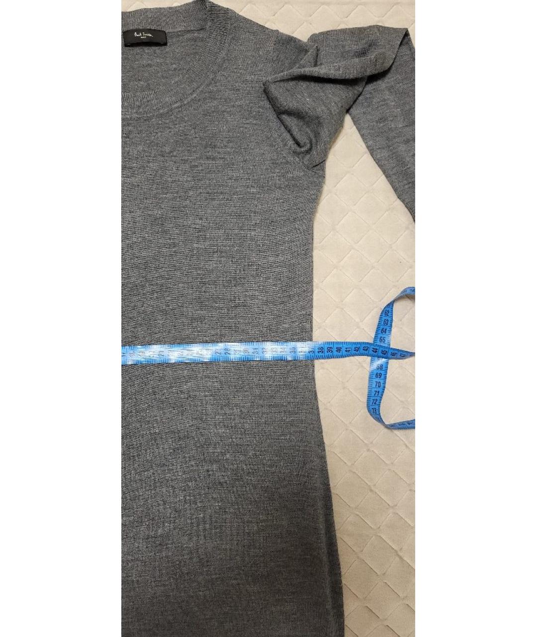 PAUL SMITH Серое шерстяное повседневное платье, фото 7
