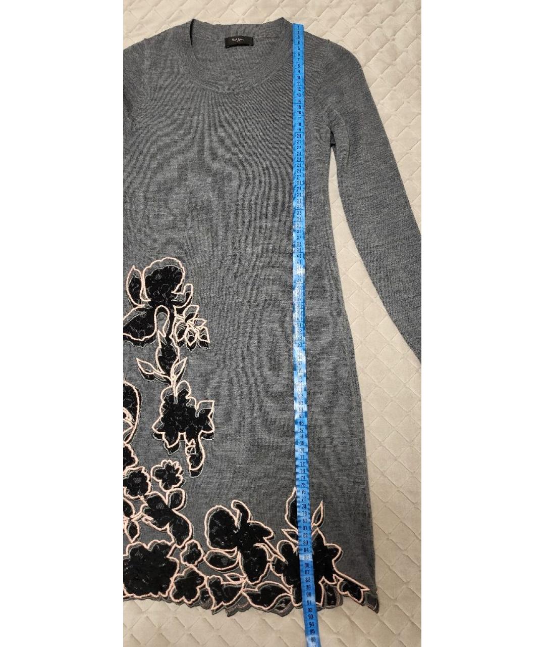 PAUL SMITH Серое шерстяное повседневное платье, фото 6