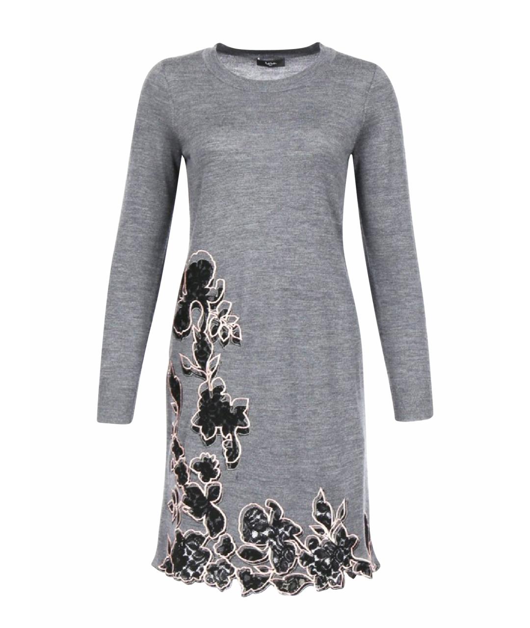 PAUL SMITH Серое шерстяное повседневное платье, фото 1