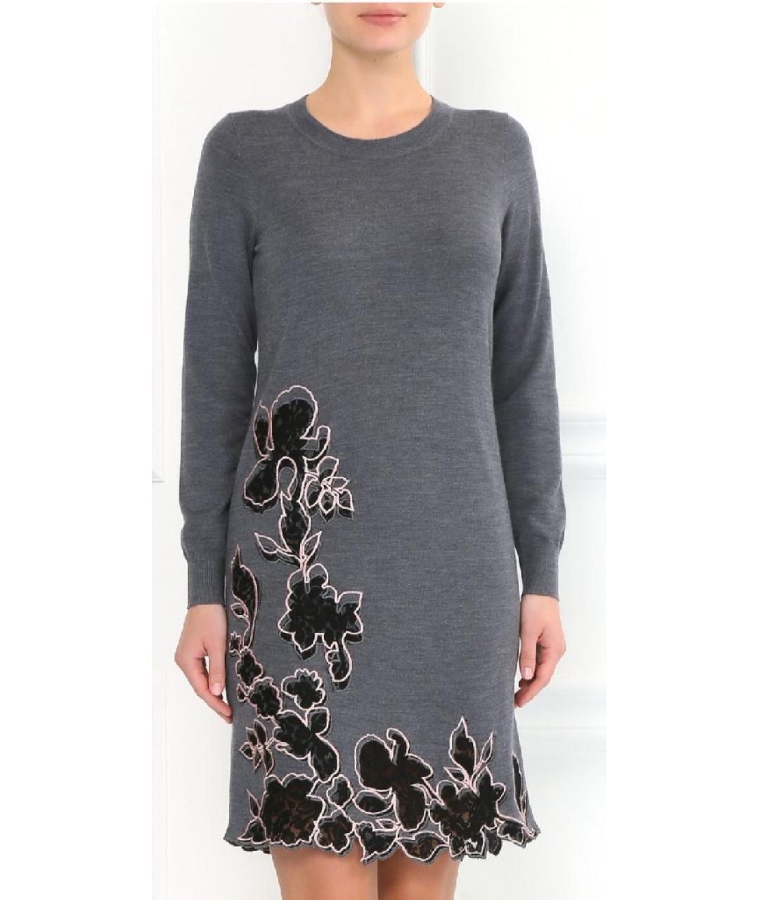 PAUL SMITH Серое шерстяное повседневное платье, фото 2