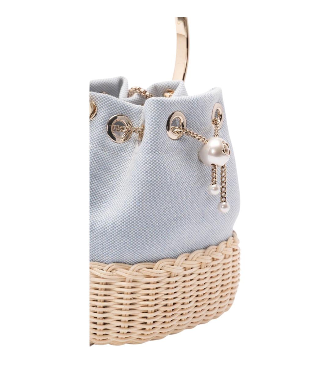 JIMMY CHOO Голубая хлопковая сумка с короткими ручками, фото 4