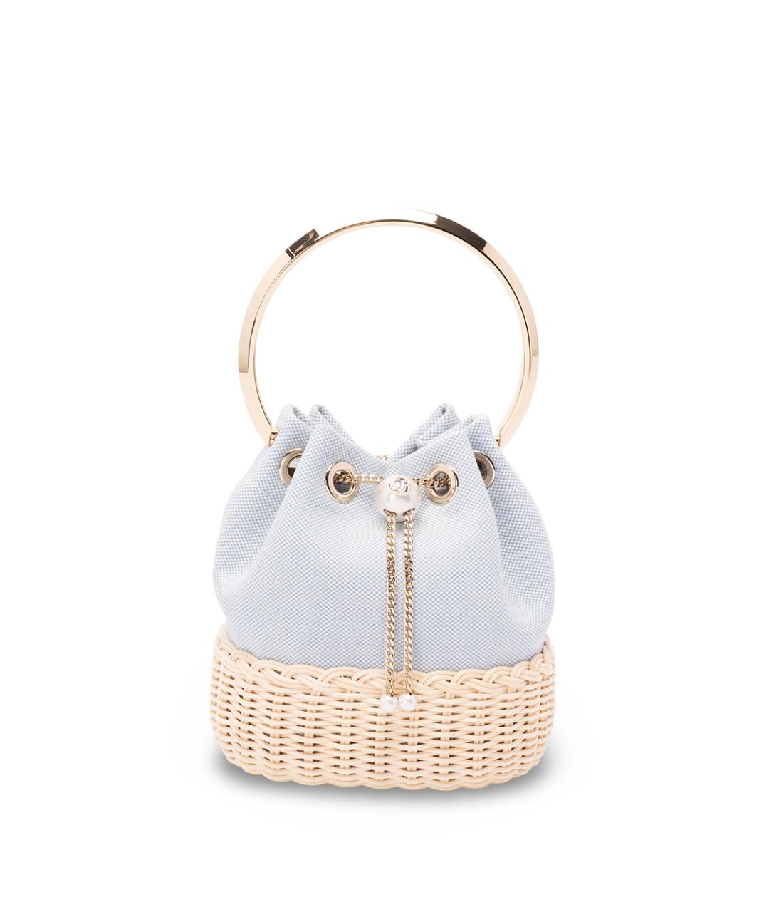 JIMMY CHOO Голубая тканевая сумка с короткими ручками, фото 1