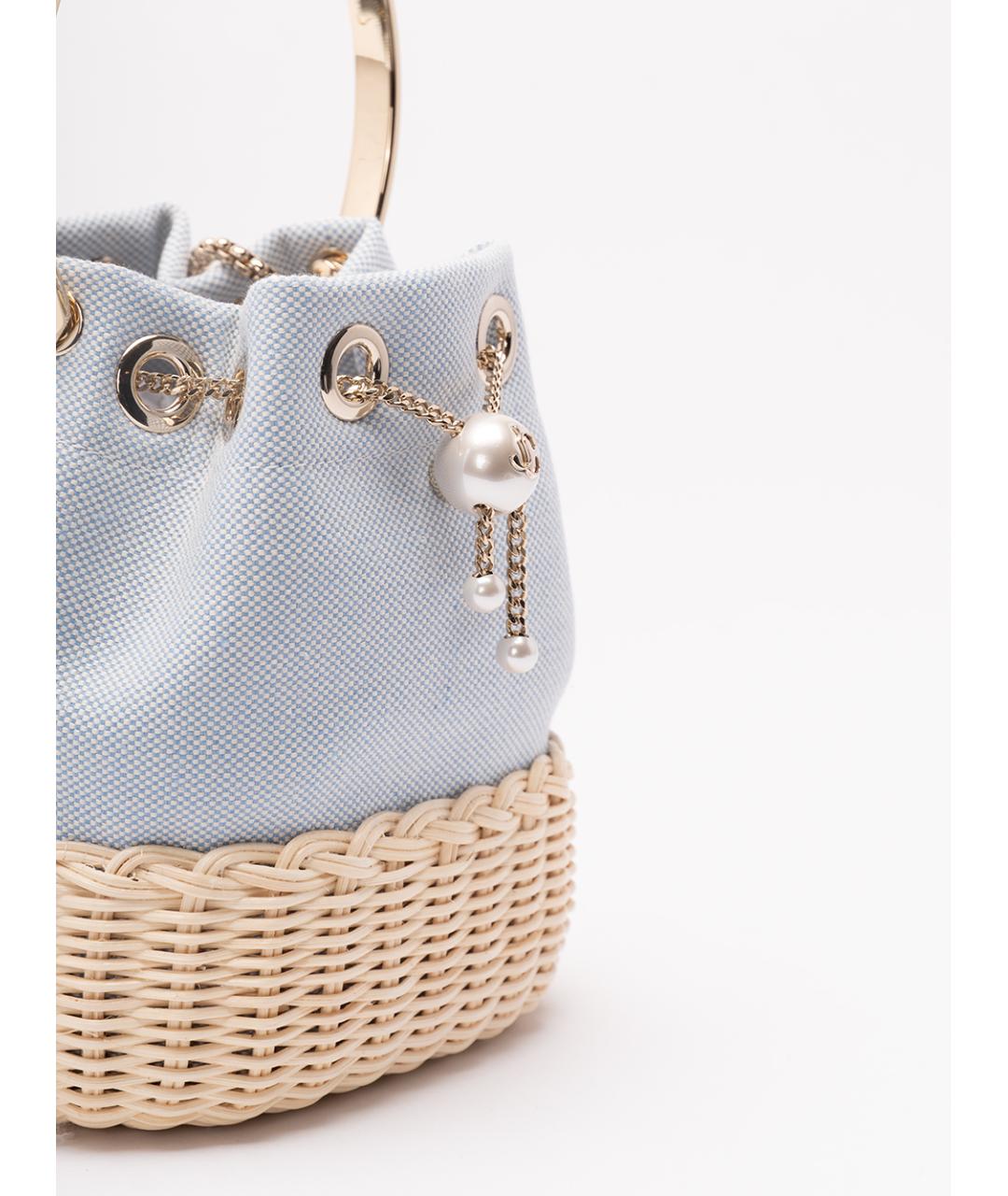 JIMMY CHOO Голубая тканевая сумка с короткими ручками, фото 4