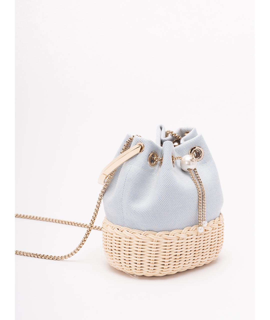 JIMMY CHOO Голубая тканевая сумка с короткими ручками, фото 3