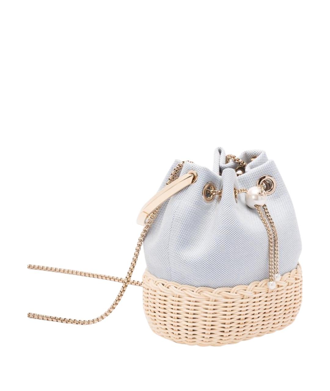 JIMMY CHOO Голубая хлопковая сумка с короткими ручками, фото 3