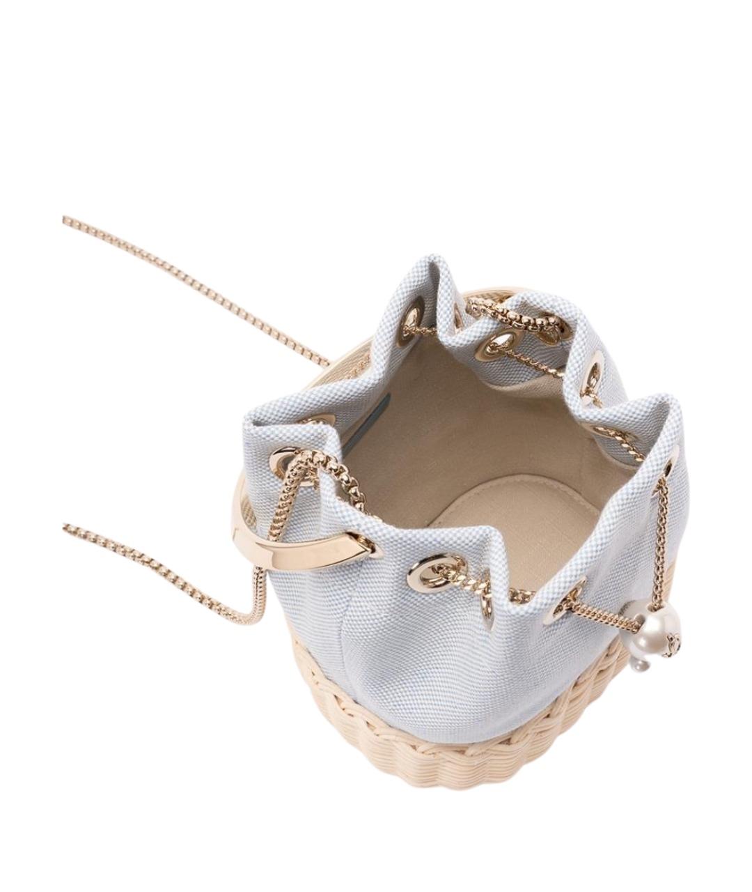 JIMMY CHOO Голубая хлопковая сумка с короткими ручками, фото 5