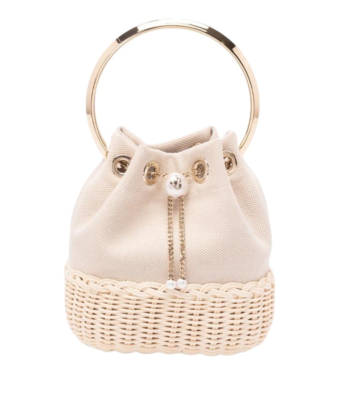 JIMMY CHOO Бежевая тканевая сумка с короткими ручками, фото 1