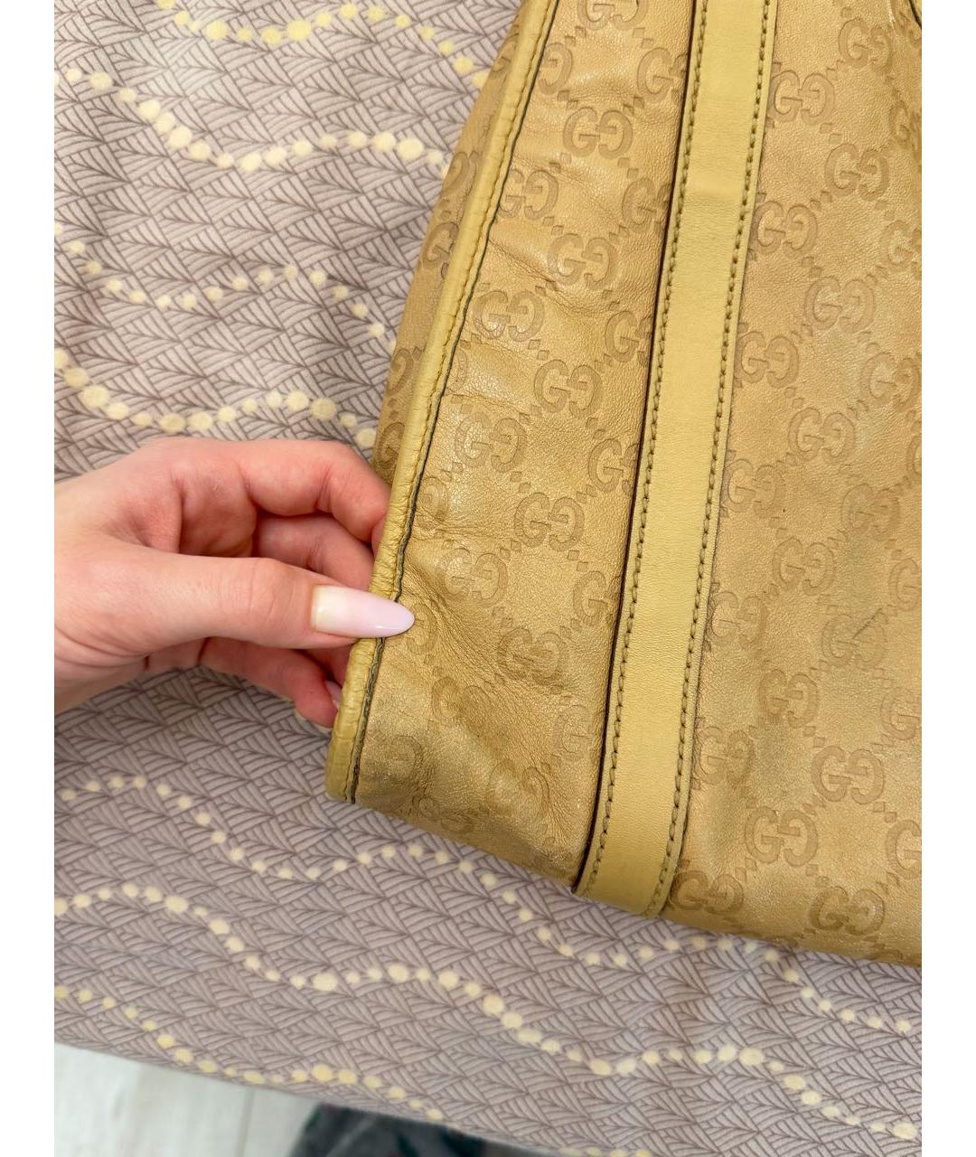 GUCCI Бежевая кожаная сумка тоут, фото 5