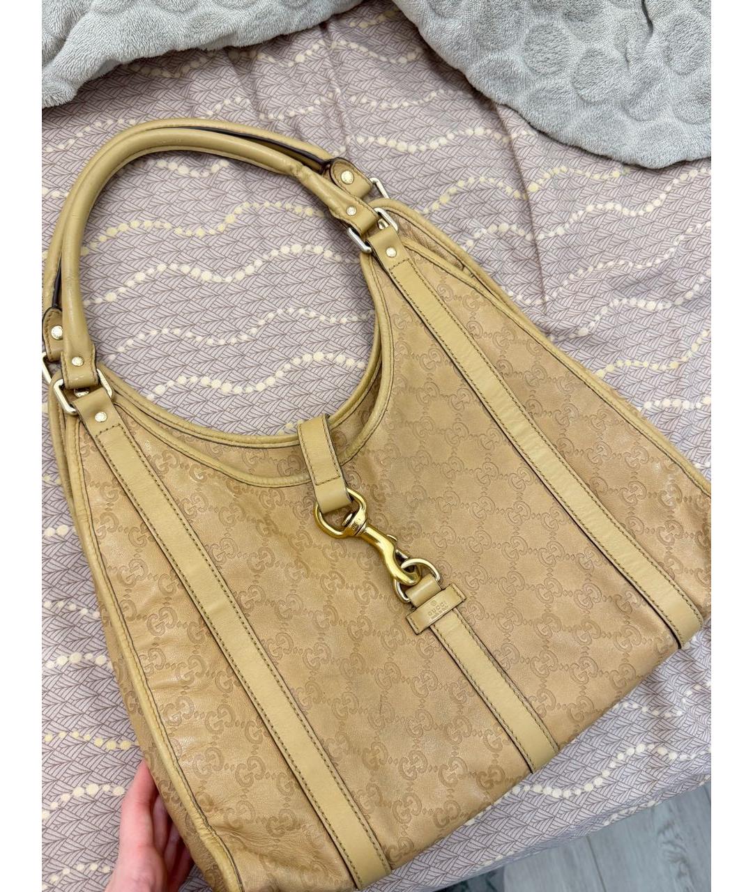 GUCCI Бежевая кожаная сумка тоут, фото 2